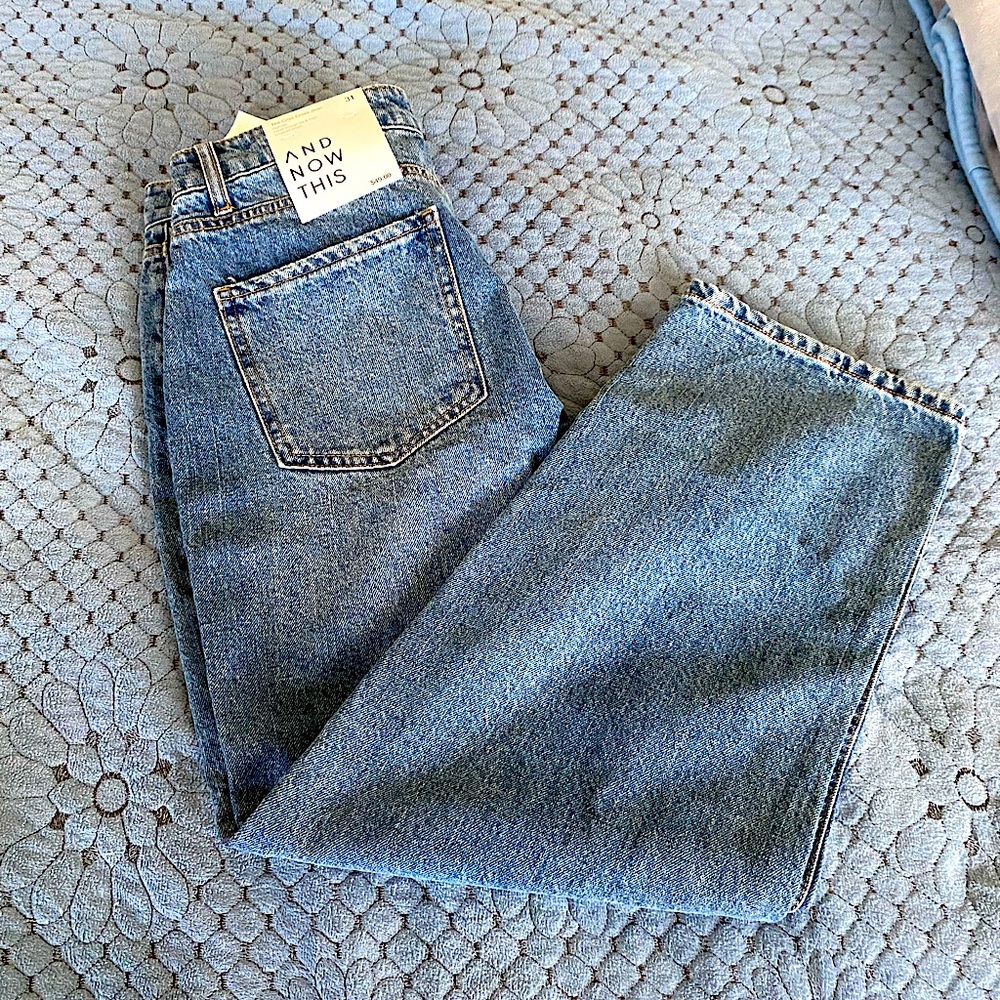 Denim Mom jeans, size 31, brand is “And Now This”.